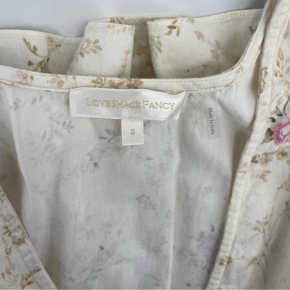 LoveShackFancy Radia Smocked Cotton Delicate Floral Print Mini Dress Size S - Picture 6 of 7